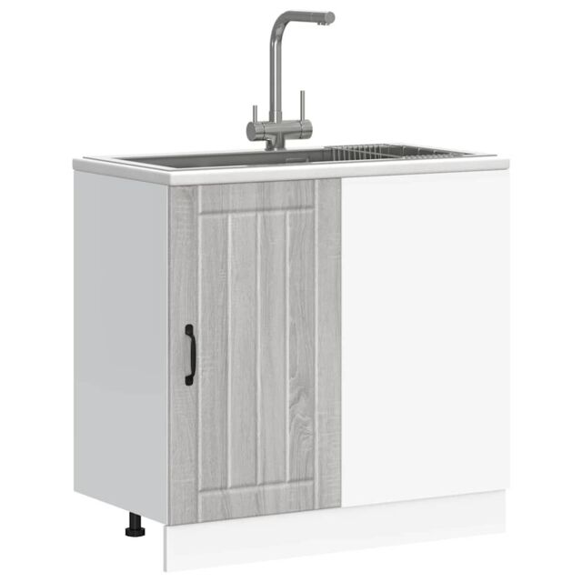 Berkfield Home Sink Base Cabinet Lucca Grey Sonoma Engineered Wood - image 1