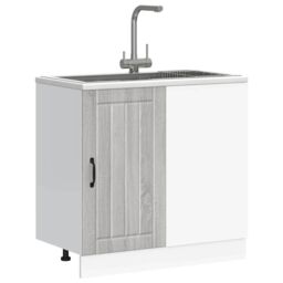 Berkfield Home Sink Base Cabinet Lucca Grey Sonoma Engineered Wood - thumbnail 1