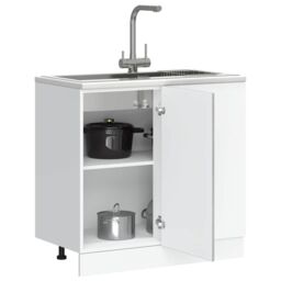 Berkfield Home Sink Base Cabinet Lucca Grey Sonoma Engineered Wood - thumbnail 3