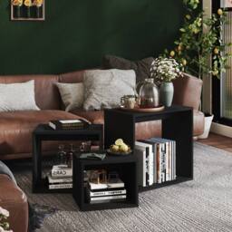 Berkfield Home Nesting Tables 3 pcs Black Engineered Wood