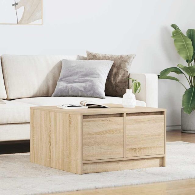 Berkfield Home Coffee Table with Drawers Sonoma Oak 70.5x70x40 cm in Brown - image 1