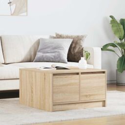Berkfield Home Coffee Table with Drawers Sonoma Oak 70.5x70x40 cm in Brown - thumbnail 1