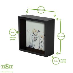 "Nicola Spring 5x 3D Deep Box Photo Frames - 6 x 6"" Square Box Picture Display Frame in Black" - thumbnail 4