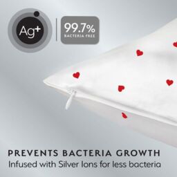 Silver Cloud Silver Ion Infused Satin Gift Set Heart Print in White - Size: Standard Pillow Case - thumbnail 3
