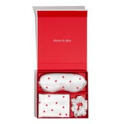 Silver Cloud Silver Ion Infused Satin Gift Set Heart Print in White - Size: Standard Pillow Case - thumbnail 1