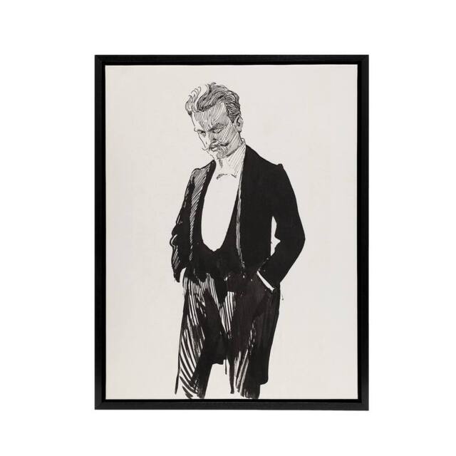 "Artery8 Albert Edelfelt Composer Jean Sibelius Portrait Framed Canvas Art in White - Size: W12"" x H16""" - image 1