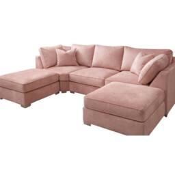 Home & Love Bishop U Shape Cinema Sofa Fixedback Corner Sofa - Plush Pink - thumbnail 2