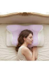 Living and Home Soft Memory Foam Pillow with Removable Cover in Purple - thumbnail 2