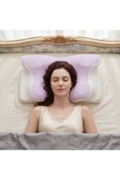 Living and Home Soft Memory Foam Pillow with Removable Cover in Purple - thumbnail 3