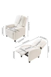 Living and Home Single Sofa Recliner Armchair Reclining Chair in White - thumbnail 5