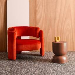 sweeek Side Table End Table Metal Bedside Table Ø32 X H42cm in Terracotta - thumbnail 3