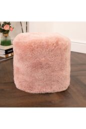 Native Natural Pink Short Pile Sheepskin Pouf (Cover Only)