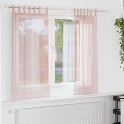 Berkfield Home Voile Curtains with Loops 2 pcs Light Pink 140x140 cm - thumbnail 1