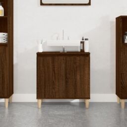 Berkfield Home Sink Cabinet Brown Oak 58x33x60 cm Engineered Wood - Size: 58 x 33 x 60 cm - thumbnail 1