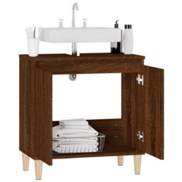 Berkfield Home Sink Cabinet Brown Oak 58x33x60 cm Engineered Wood - Size: 58 x 33 x 60 cm - thumbnail 5