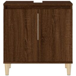 Berkfield Home Sink Cabinet Brown Oak 58x33x60 cm Engineered Wood - Size: 58 x 33 x 60 cm - thumbnail 6