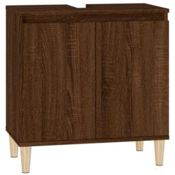 Berkfield Home Sink Cabinet Brown Oak 58x33x60 cm Engineered Wood - Size: 58 x 33 x 60 cm - thumbnail 2