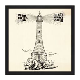 "Artery8 Wall Art Print Temperance Movement Alcohol Warning Lighthouse Ad Square Framed Picture 16X16 Inch in Black - Size: W16"" x H16""" - thumbnail 1