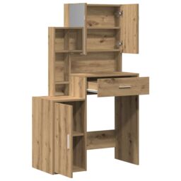 Berkfield Home Dressing Table with Mirror & LEDs Artisan Oak Engineered Wood in Brown - thumbnail 5
