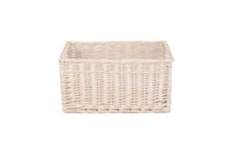 Red Hamper Wicker White Wash Storage Open Basket - Size: Medium - thumbnail 2