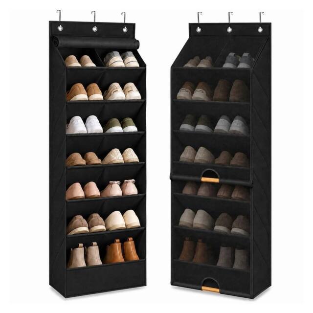 VOGREX Black 7 Tier Fabric Hanging Shoe Organiser Storage Bag - image 1