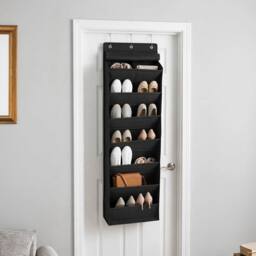 VOGREX Black 7 Tier Fabric Hanging Shoe Organiser Storage Bag - thumbnail 4