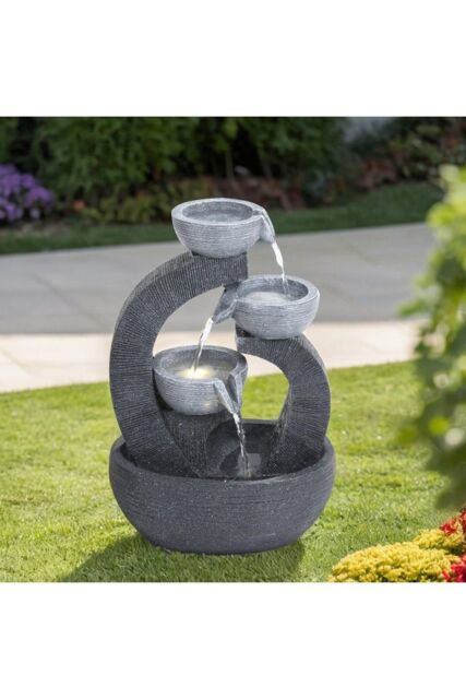 H&O Direct Outdoor Solar-Powered Water Fountain Rockery Decor in Grey - image 1