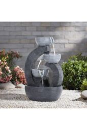 H&O Direct Outdoor Solar-Powered Water Fountain Rockery Decor in Grey - thumbnail 2