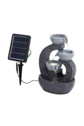 H&O Direct Outdoor Solar-Powered Water Fountain Rockery Decor in Grey - thumbnail 3