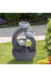 H&O Direct Outdoor Solar-Powered Water Fountain Rockery Decor in Grey - thumbnail 1