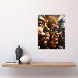 "Artery8 Three Faces Oil Painting Black Women Beauty Wall Art Print in Brown - Size: W24"" x H32""" - thumbnail 4