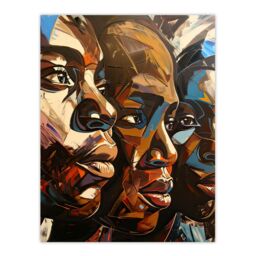 "Artery8 Three Faces Oil Painting Black Women Beauty Wall Art Print in Brown - Size: W24"" x H32""" - thumbnail 1