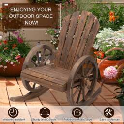 OUTSUNNY Adirondack Rocking Chair Porch Poolside Garden Lounging Carbonized in Black - thumbnail 6