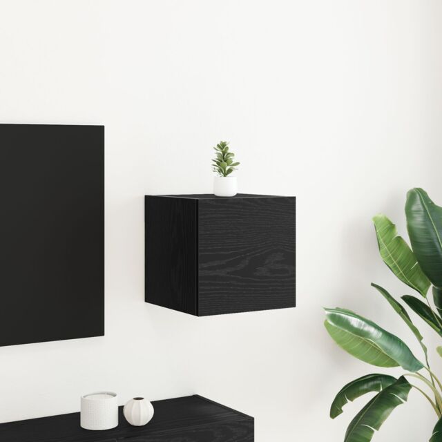 Berkfield Home Wall Mounted TV Cabinet in Black Oak - 30.5 x 30 x 30 cm - image 1