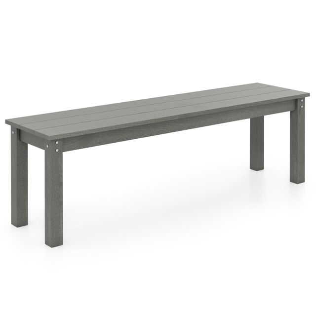 Gymax 140 CM HDPE Outdoor Bench 2-3 People Backless Patio Garden Bench in Grey
