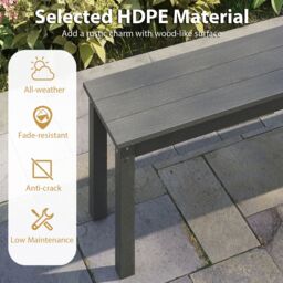 Gymax 140 CM HDPE Outdoor Bench 2-3 People Backless Patio Garden Bench in Grey - thumbnail 3