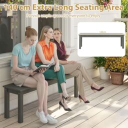 Gymax 140 CM HDPE Outdoor Bench 2-3 People Backless Patio Garden Bench in Grey - thumbnail 4