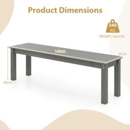 Gymax 140 CM HDPE Outdoor Bench 2-3 People Backless Patio Garden Bench in Grey - thumbnail 2