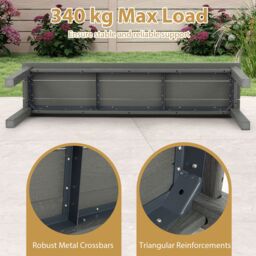 Gymax 140 CM HDPE Outdoor Bench 2-3 People Backless Patio Garden Bench in Grey - thumbnail 5