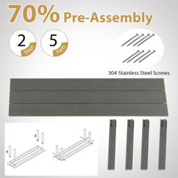Gymax 140 CM HDPE Outdoor Bench 2-3 People Backless Patio Garden Bench in Grey - thumbnail 6