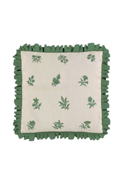 V&A 'Verdant Bouquet' Cotton Cushion in Green - Size: 45 cm x 45 cm - image 1