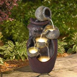 Kelvenix Electric Large FloorStatue Cascade Bowls Fountain in Brown - Size: 0.6m2 - thumbnail 5