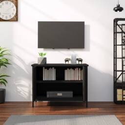 Berkfield Home TV Cabinet with Doors Black 60x35x45 cm Engineered Wood - Size: 60 x 35 x 45 cm - thumbnail 1