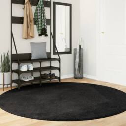 Berkfield Home Rug HUARTE Short Pile Soft & Washable Black √ò 200 cm - Size: Medium - thumbnail 2
