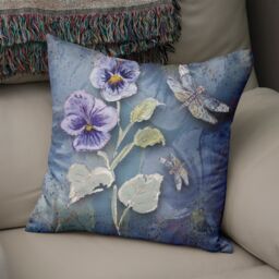 Claire Louise Powder Bloom Pansies 45cm x 45cm Double Sided Cushion - Size: 45 cm x 45 cm - thumbnail 2