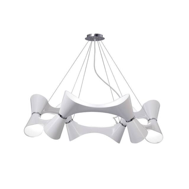 Netlighting Ora Pendant Light Gloss White 12 Light E27 Acrylic Chrome - image 1