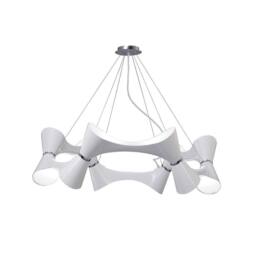 Netlighting Ora Pendant Light Gloss White 12 Light E27 Acrylic Chrome - thumbnail 1