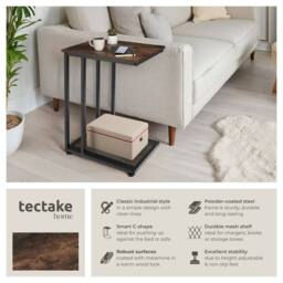 tectake Bedside Table Eton - Industrial Style, 48 X 35 X 66 Cm in Dark Brown - thumbnail 2