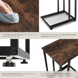 tectake Bedside Table Eton - Industrial Style, 48 X 35 X 66 Cm in Dark Brown - thumbnail 4