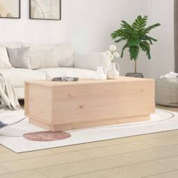 Berkfield Home Coffee Table 100x50x35 cm Solid Wood Pine in Light Tan - Size: 100 x 50 x 35 cm - thumbnail 2